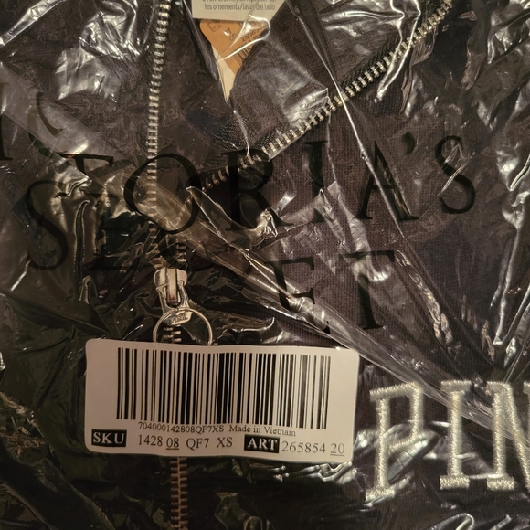 Victorias Secret VS PINK Varsity full zip jacket bling shine black - Picture 3 of 4